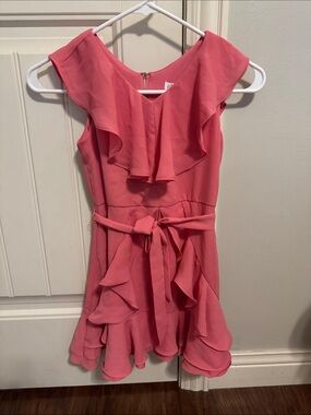 Girl’s Pink Ruffle Belted Dress